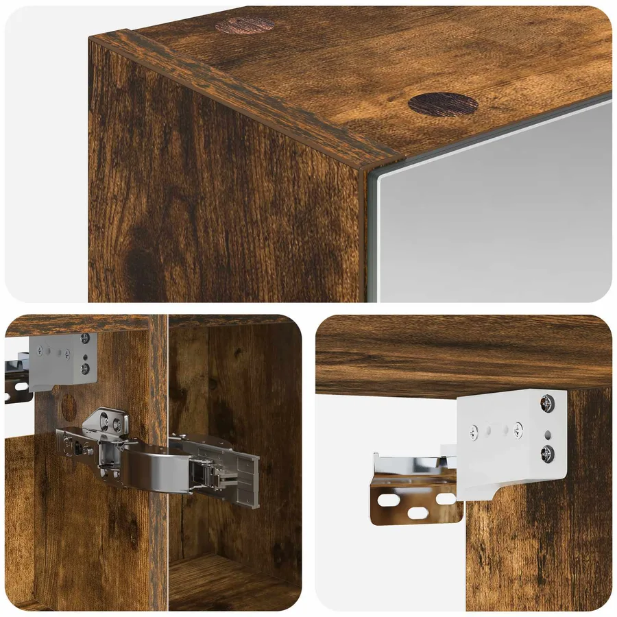Armoire Miroir de Salle de Bain Chêne fumé 80 x 14.5 x 70 cm - 9