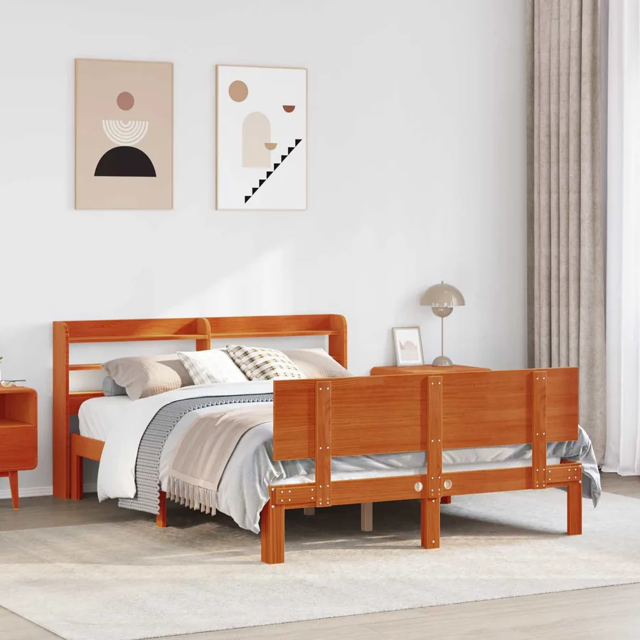 Cadre de lit avec stockage 2 pcs Cire marron Bois de Pin Massif