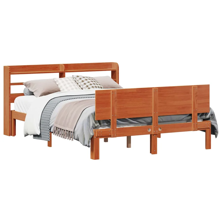 Cadre de lit avec stockage 2 pcs Cire marron Bois de Pin Massif - 2
