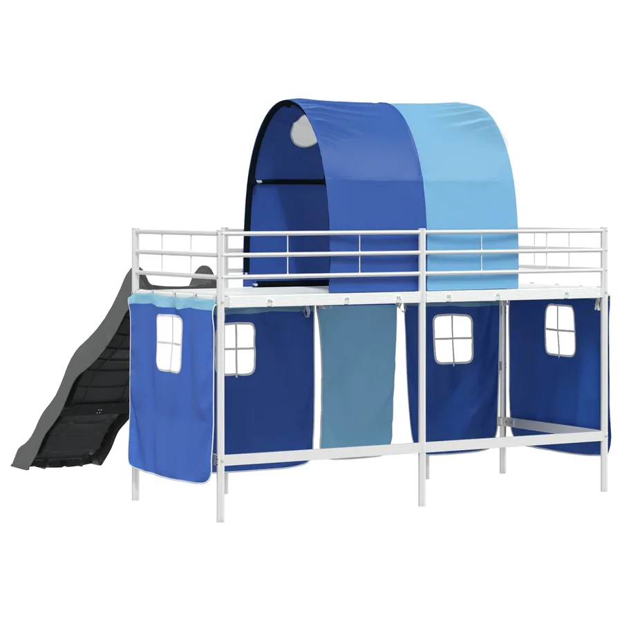 Lit mezzanine pour enfants Blanc et Bleu 100 x 190 cm Métал - 10