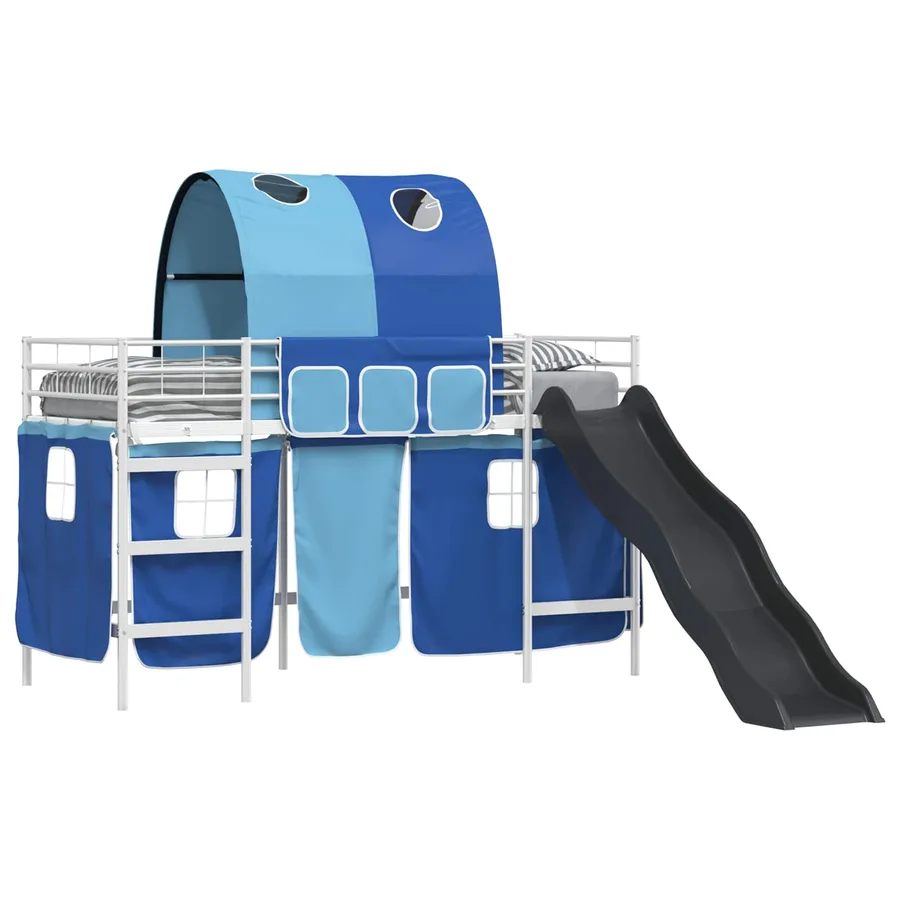 Lit mezzanine pour enfants Blanc et Bleu 100 x 190 cm Métал - 2
