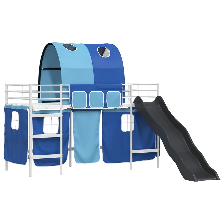 Lit mezzanine pour enfants Blanc et Bleu 100 x 190 cm Métал - 4