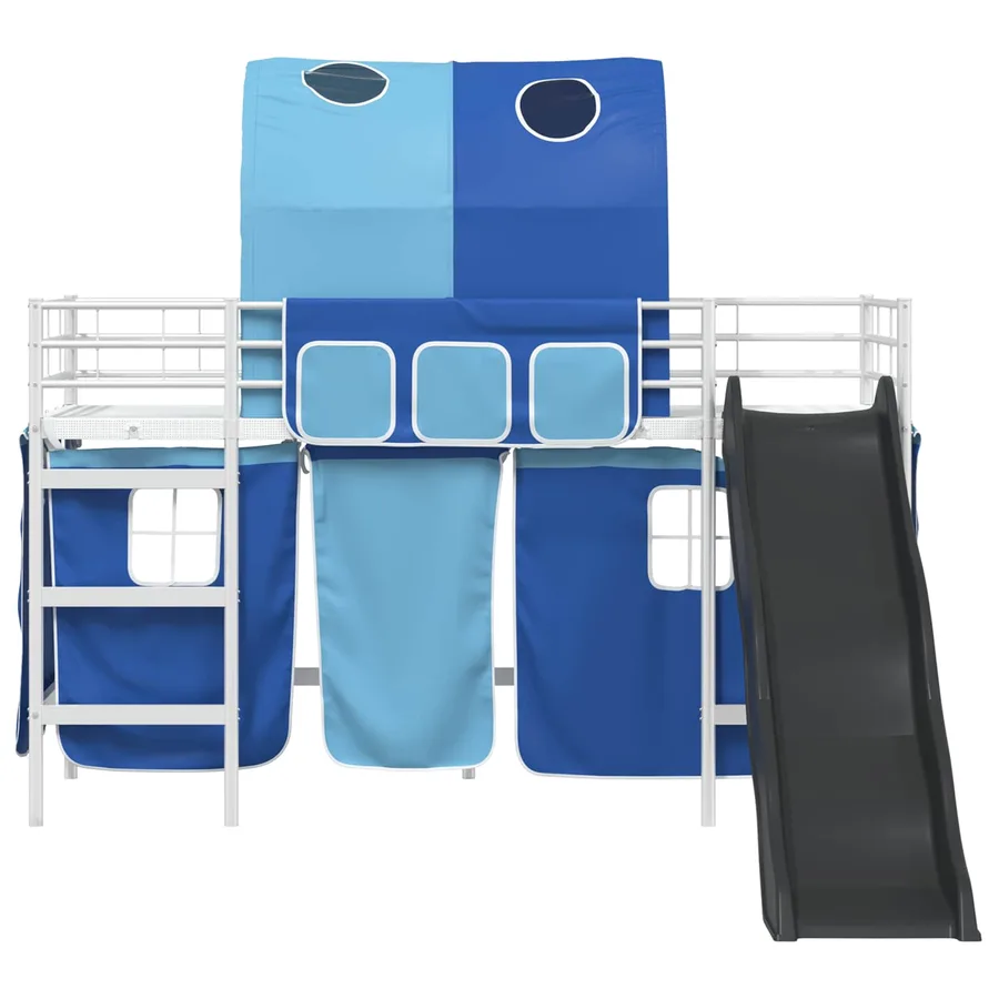 Lit mezzanine pour enfants Blanc et Bleu 100 x 190 cm Métал - 6