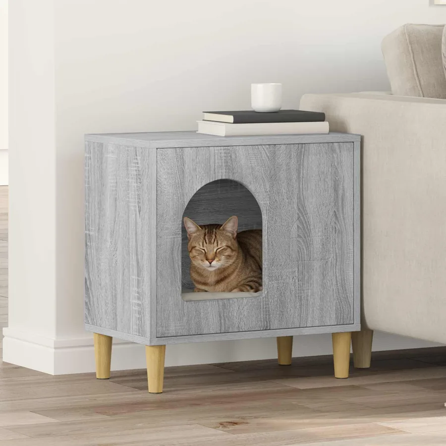 Maison pour chat Gris Sonoma 51 x 30 x 52 cm Bois d'ingénierie