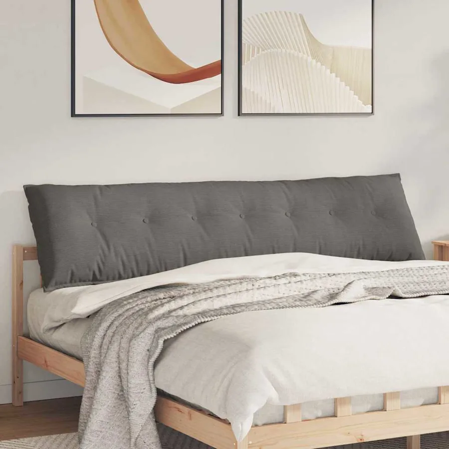 Coussin de Dos Gris clair 200 x 50 cm Tissu en velours côtelé