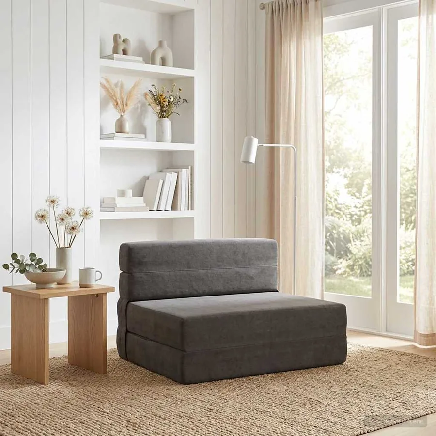 Canapé-lit pliable Gris foncé 70 x 72 x 60 cm Tissu