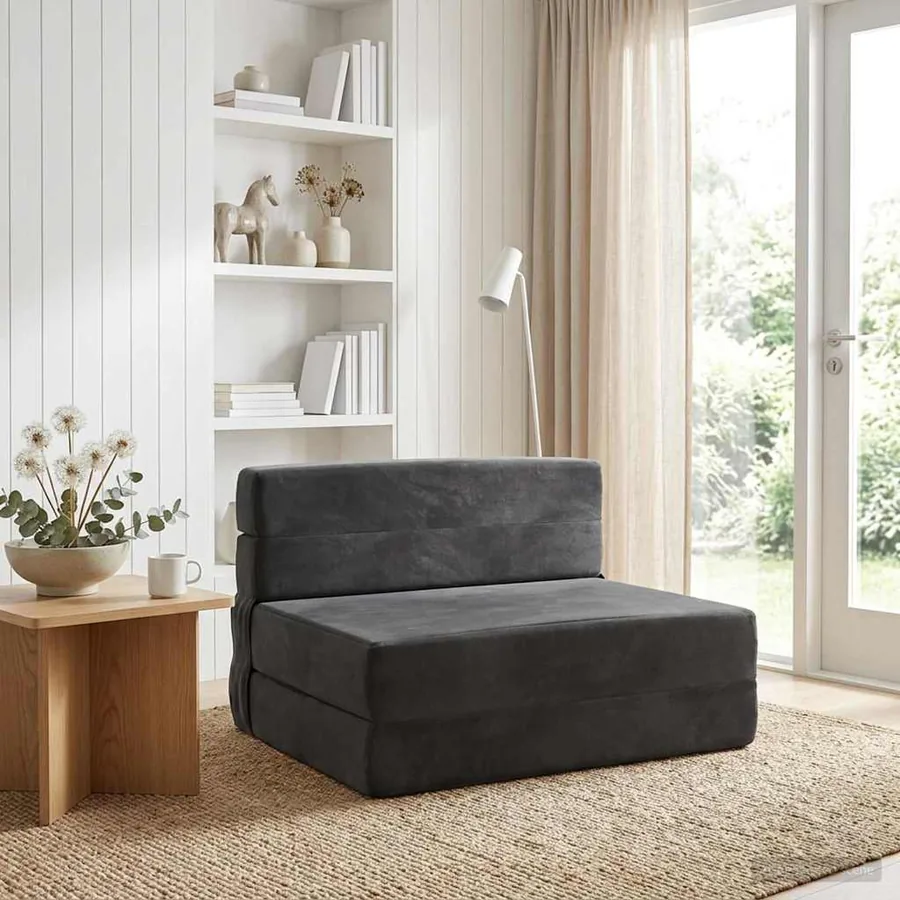 Canapé-lit pliable Gris foncé 70 x 72 x 60 cm Tissu