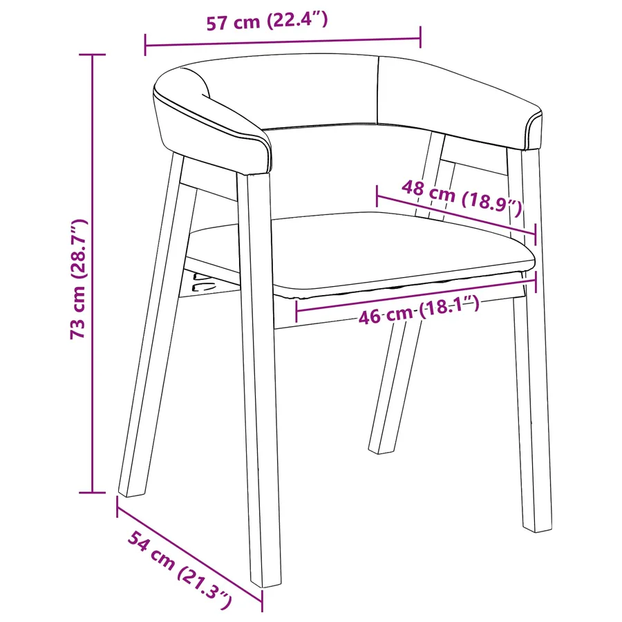 Chaises de salle à manger 2 pcs Marron Clair 54 x 57 x 73 cm - 11