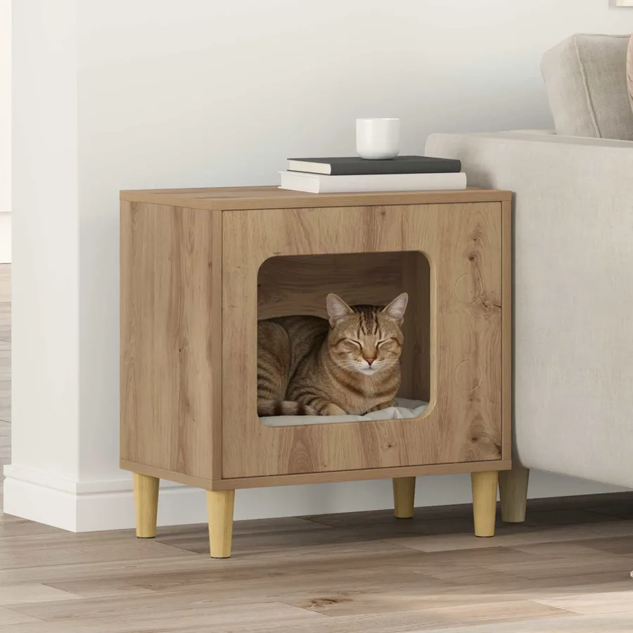 Maison pour chat Chêne artisan 51 x 30 x 52 cm