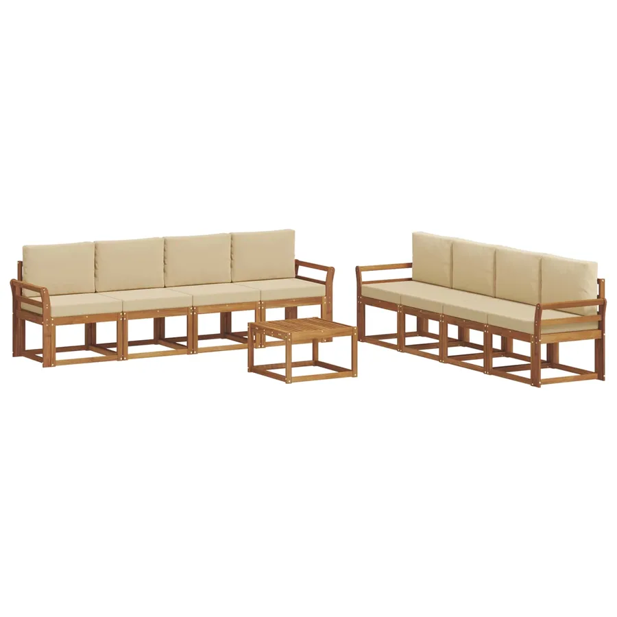 Ensemble de canapés d'extérieur 9 pcs Naturel et Beige - 2