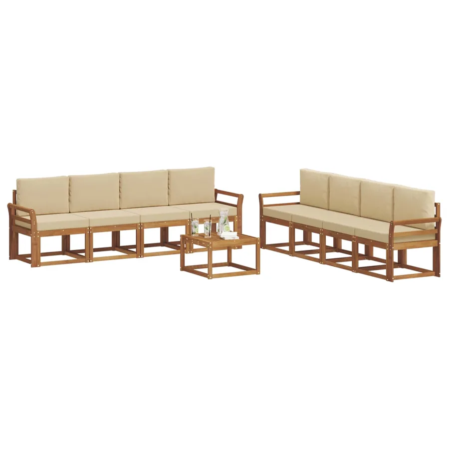 Ensemble de canapés d'extérieur 9 pcs Naturel et Beige - 3