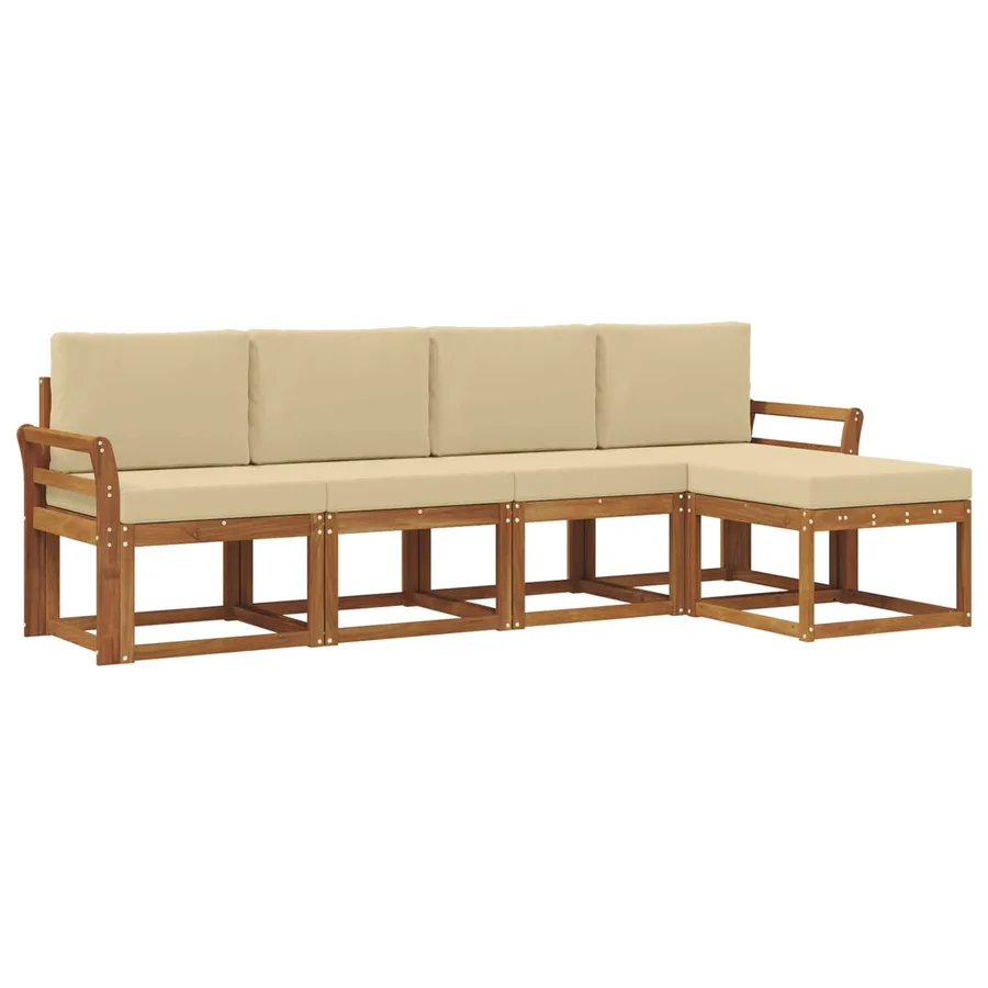 Ensemble de canapés d'extérieur 5 pcs Naturel et Beige - 2