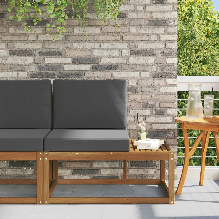 Canapé d'extérieur en bout avec coussin Naturel et Anthracite