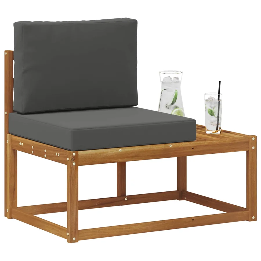 Canapé d'extérieur en bout avec coussin Naturel et Anthracite - 3