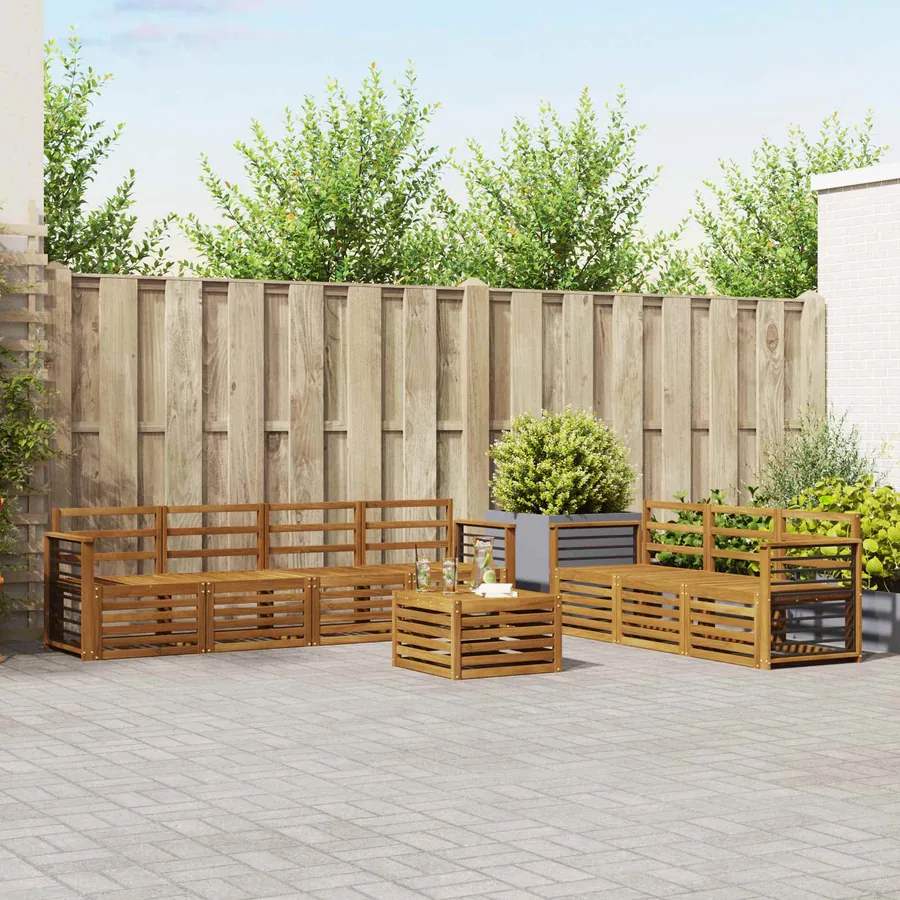 Ensembles de canapés 8 pcs Naturel Bois d'Acacia Massif