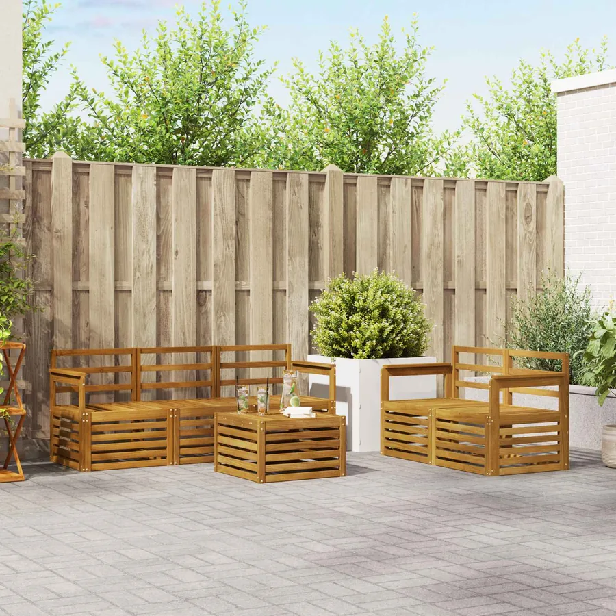 Ensembles de canapés 6 pcs Naturel Bois d'Acacia Massif