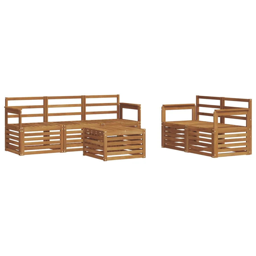 Ensembles de canapés 6 pcs Naturel Bois d'Acacia Massif - 2