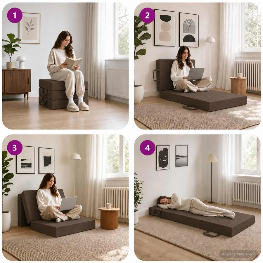 Canapé-lit pliable 90 x 63 x 45 cm Taupe - 9