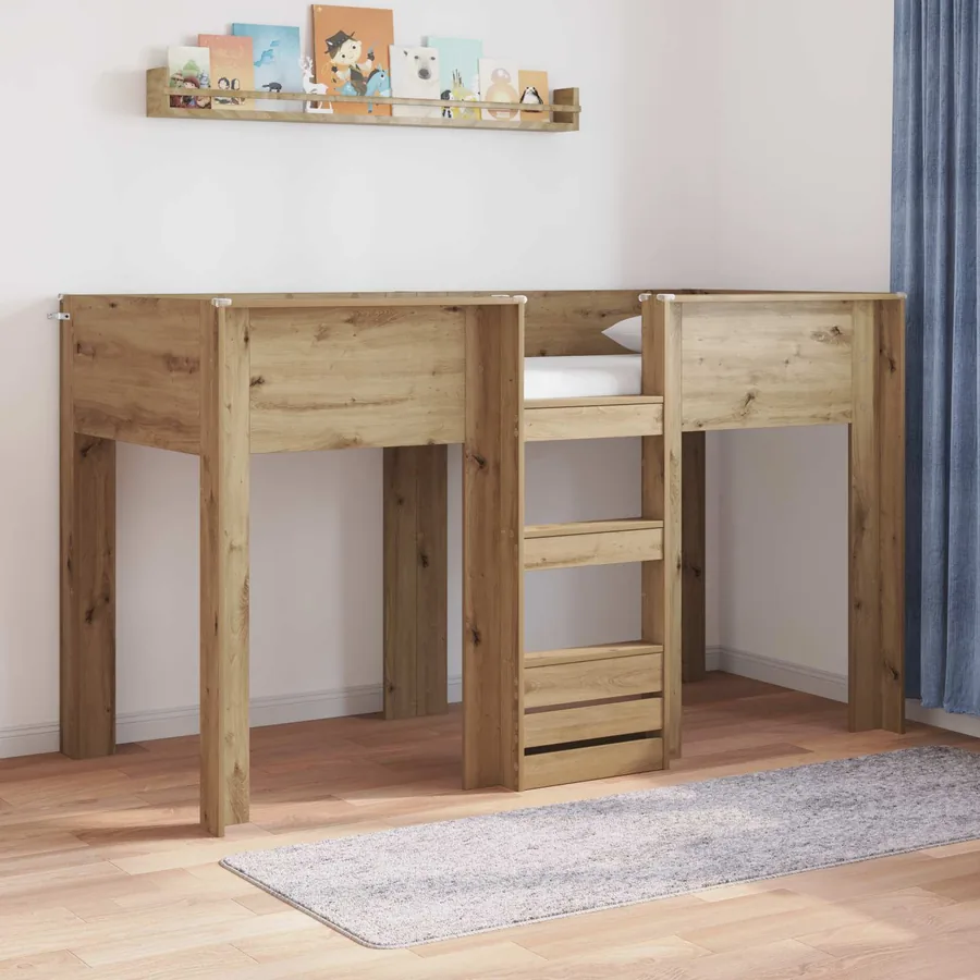 Lit Superposé pour Enfants Chêne artisanal 75 x 190 cm