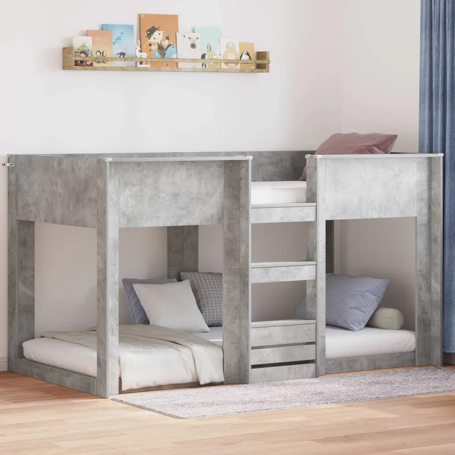 Lit Superposé pour Enfants Gris béton 100 x 200 cm