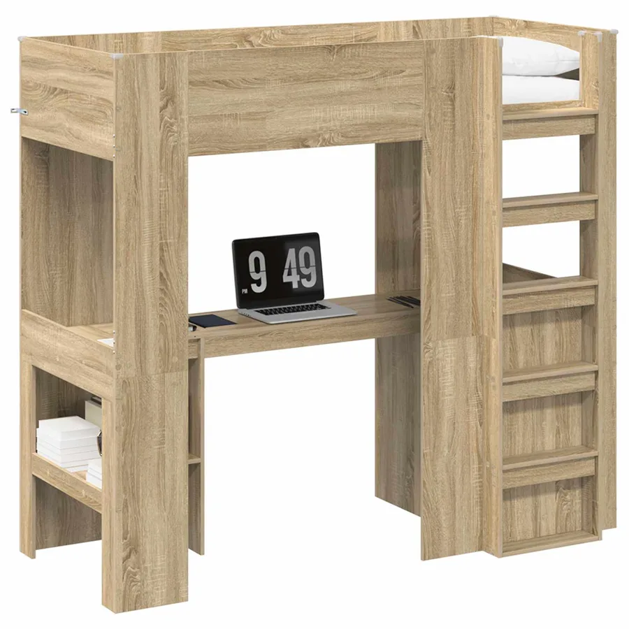 Cadre de lit superposé avec bureau Chêne Sonoma 75 x 190 cm - 2