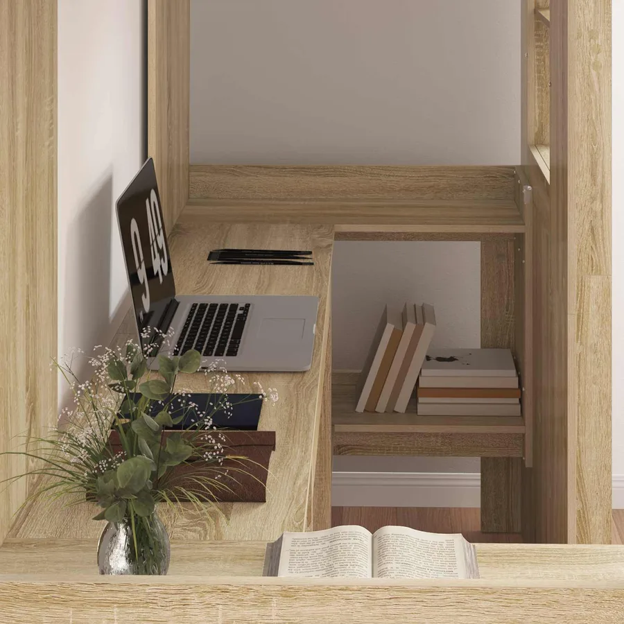 Cadre de lit superposé avec bureau Chêne Sonoma 75 x 190 cm - 3