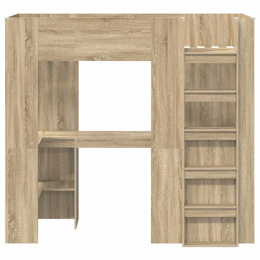 Cadre de lit superposé avec bureau Chêne Sonoma 75 x 190 cm - 5