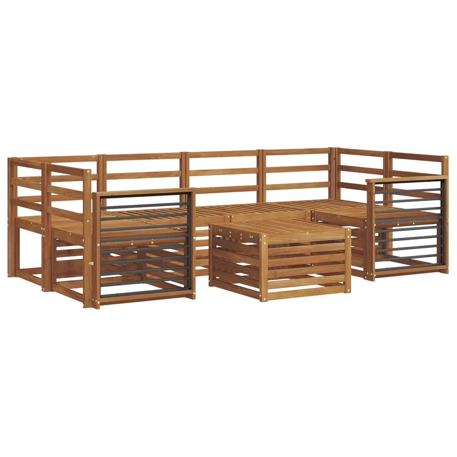 Ensembles de canapés 7 pcs Naturel Bois d'Acacia Massif - 2