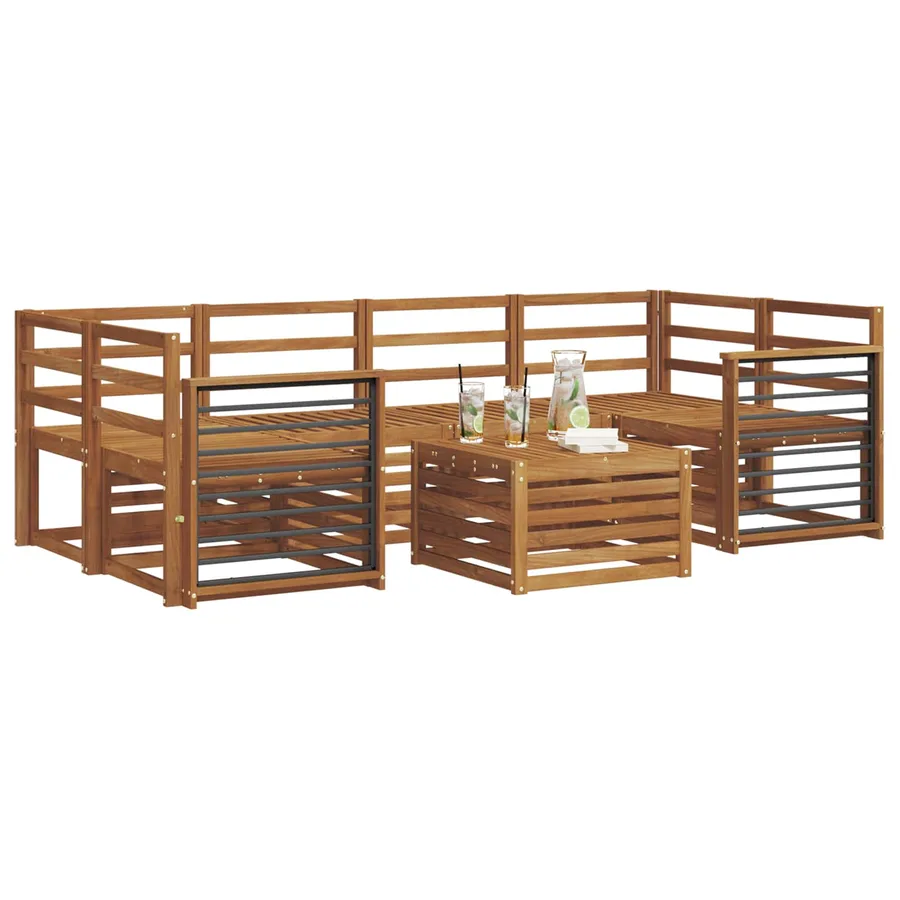 Ensembles de canapés 7 pcs Naturel Bois d'Acacia Massif - 3