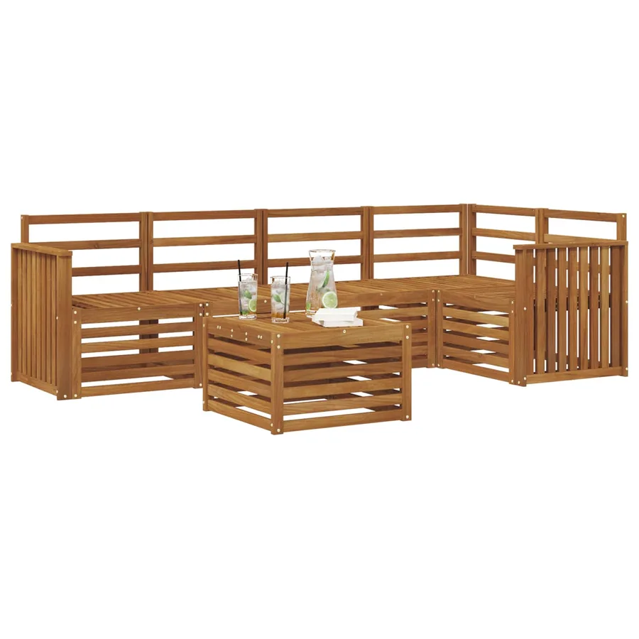 Ensemble de canapé d'angle 6 pcs Naturel Bois d'Acacia Massif - 3