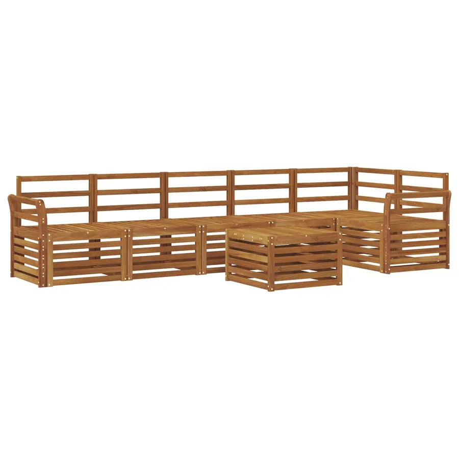 Ensemble de canapé d'angle 7 pcs Naturel Bois d'Acacia Massif - 2