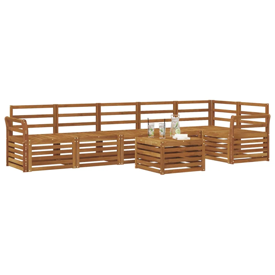 Ensemble de canapé d'angle 7 pcs Naturel Bois d'Acacia Massif - 3