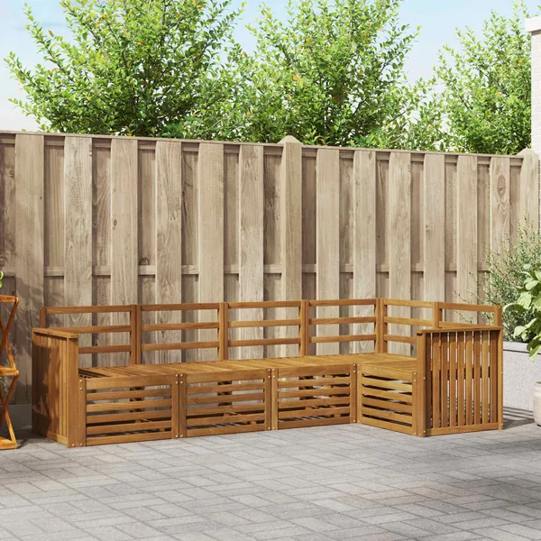Ensemble de canapé d'angle 5 pcs Naturel Bois d'Acacia Massif