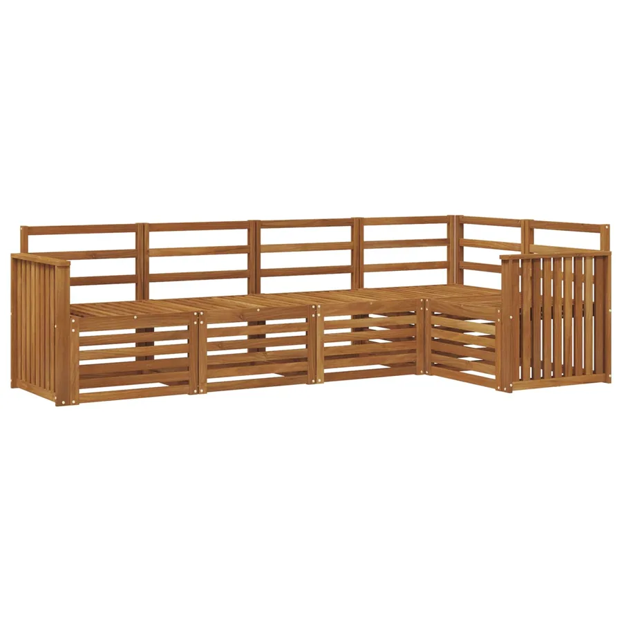 Ensemble de canapé d'angle 5 pcs Naturel Bois d'Acacia Massif - 2