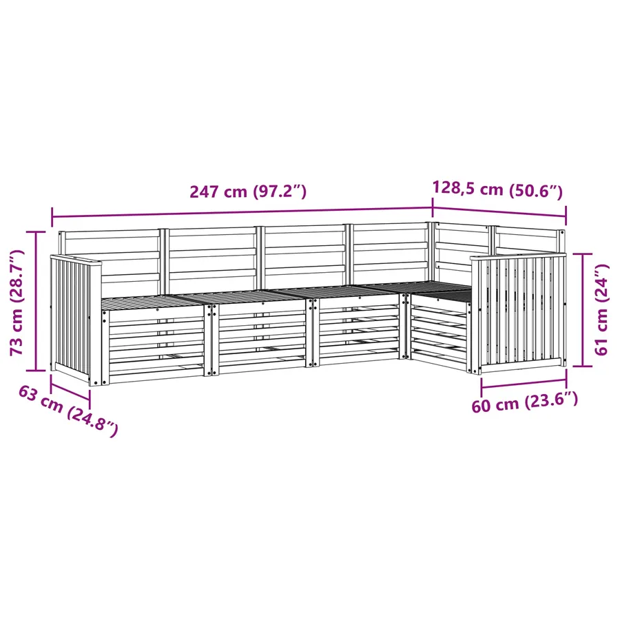 Ensemble de canapé d'angle 5 pcs Naturel Bois d'Acacia Massif - 7
