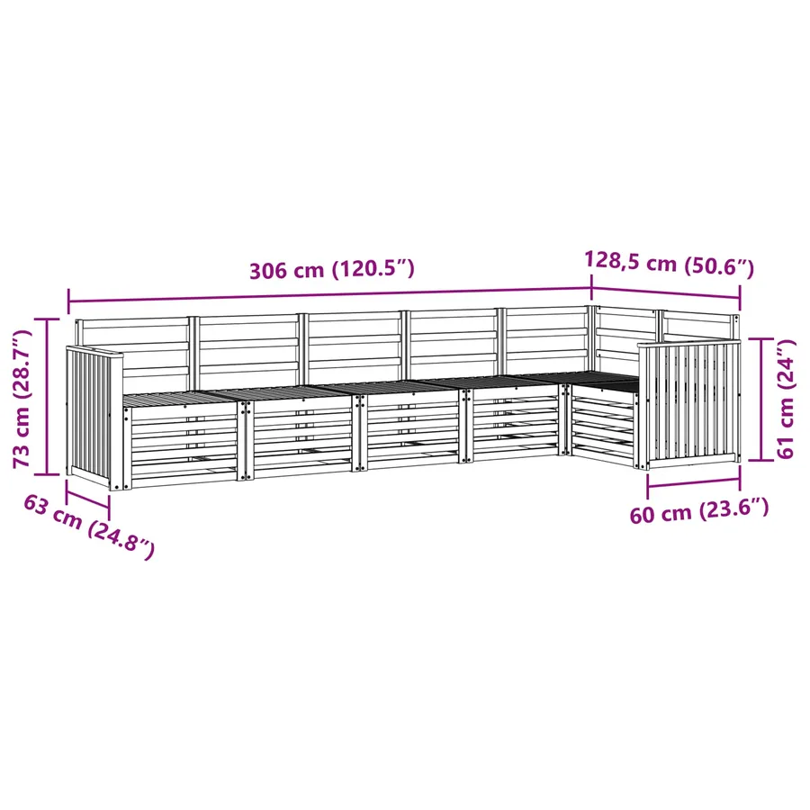 Ensemble de canapé d'angle 6 pcs Naturel Bois d'Acacia Massif - 8