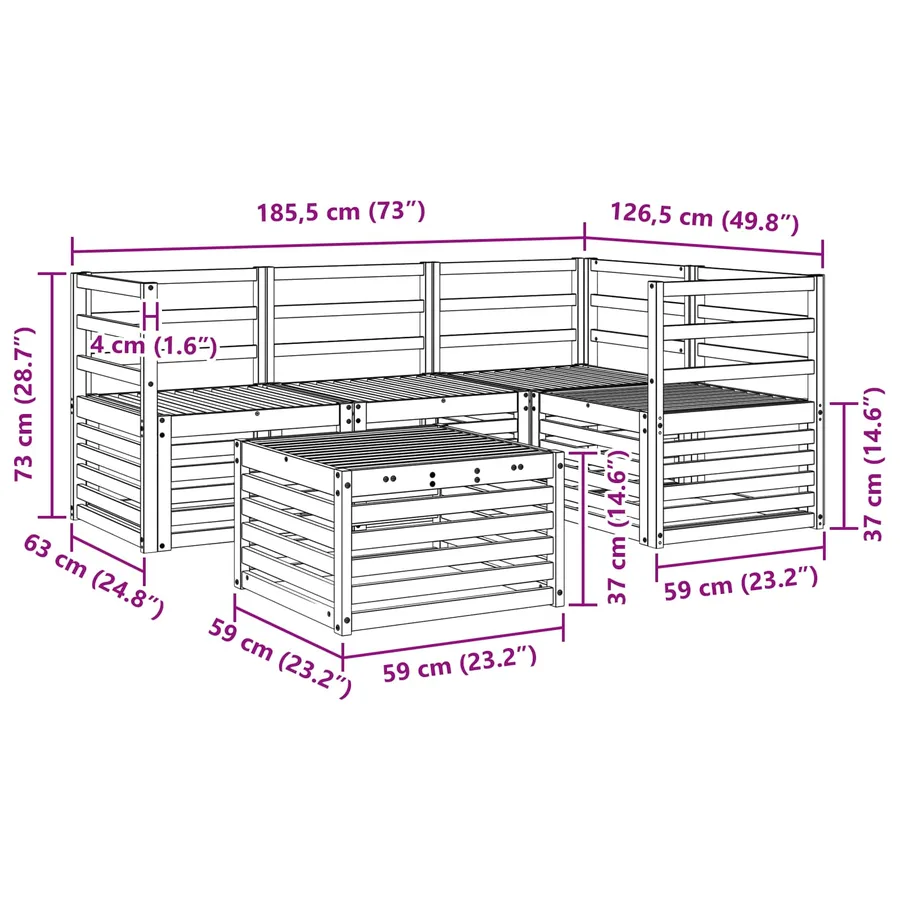 Ensemble de canapés d'extérieur 5 pcs Naturel - 10