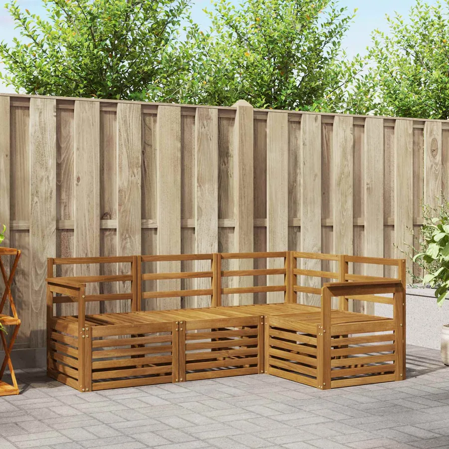 Ensembles de canapés 4 pcs Naturel Bois d'Acacia Massif