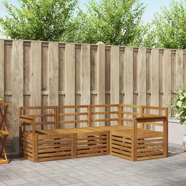 Ensembles de canapés 4 pcs Naturel Bois d'Acacia Massif