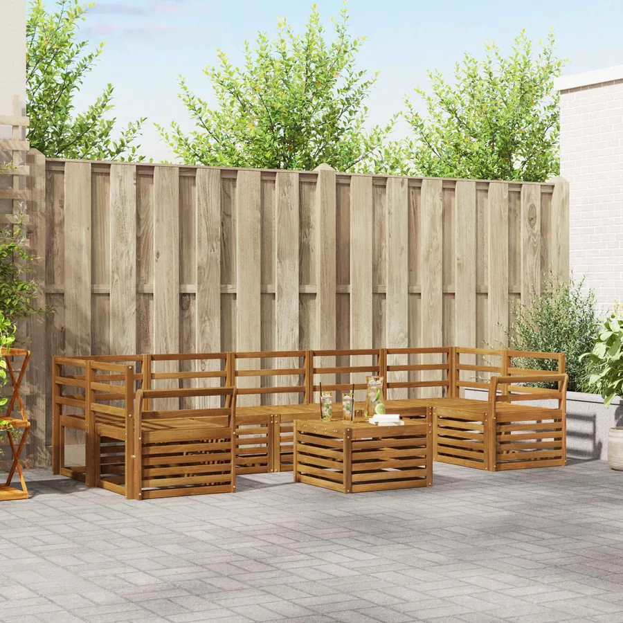 Ensembles de canapés 8 pcs Naturel Bois d'Acacia Massif