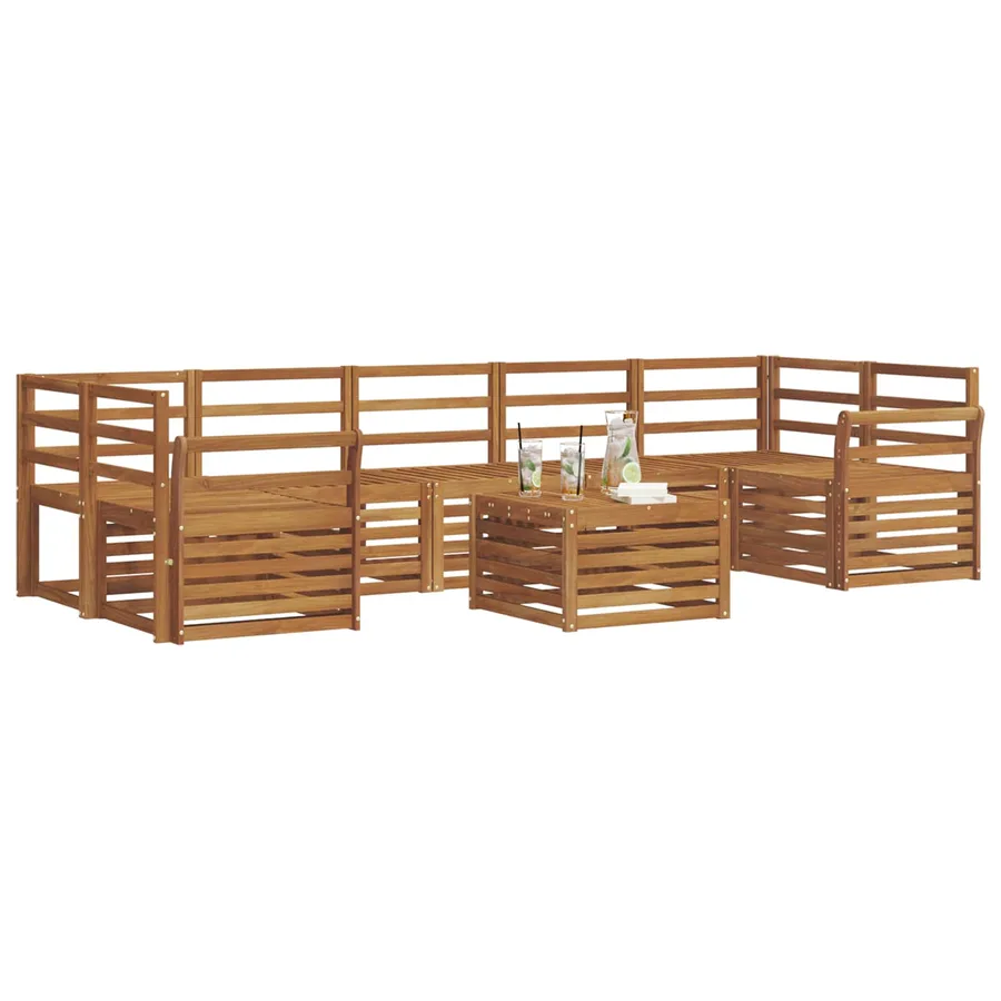 Ensembles de canapés 8 pcs Naturel Bois d'Acacia Massif - 3