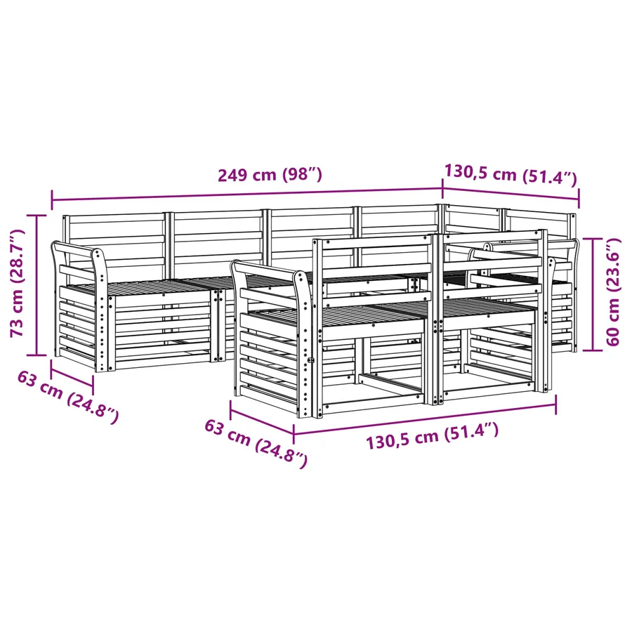 Ensemble de canapé d'angle 7 pcs Naturel - 7
