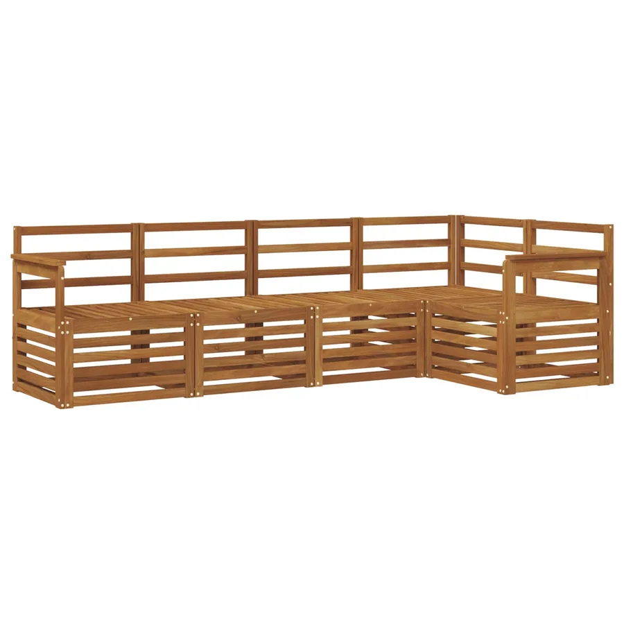 Ensemble de canapé d'angle 5 pcs Naturel Bois d'Acacia Massif - 2
