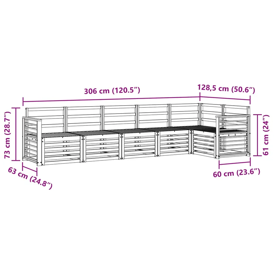 Ensembles de canapés 6 pcs Naturel Bois d'Acacia Massif - 8