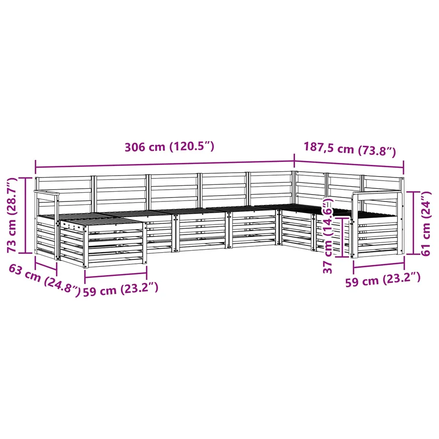 Ensemble de canapés d'extérieur 8 pcs Naturel - 9