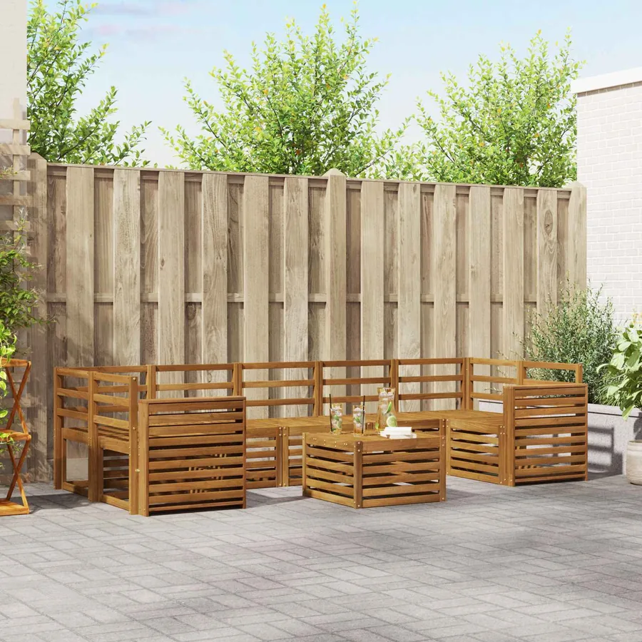 Ensembles de canapés 8 pcs Naturel Bois d'Acacia Massif
