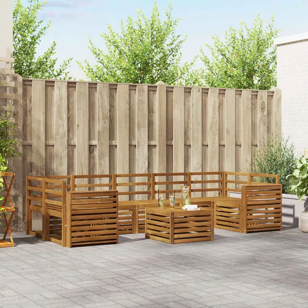 Ensembles de canapés 8 pcs Naturel Bois d'Acacia Massif