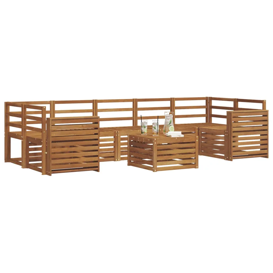 Ensembles de canapés 8 pcs Naturel Bois d'Acacia Massif - 3