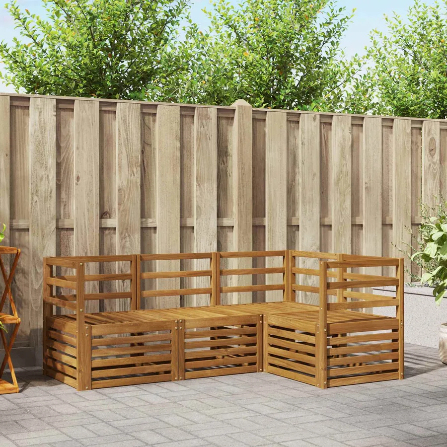 Ensembles de canapés 4 pcs Naturel Bois d'Acacia Massif