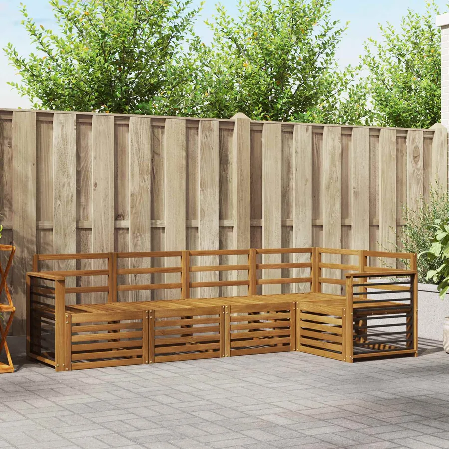 Ensembles de canapés 5 pcs Naturel Bois d'Acacia Massif